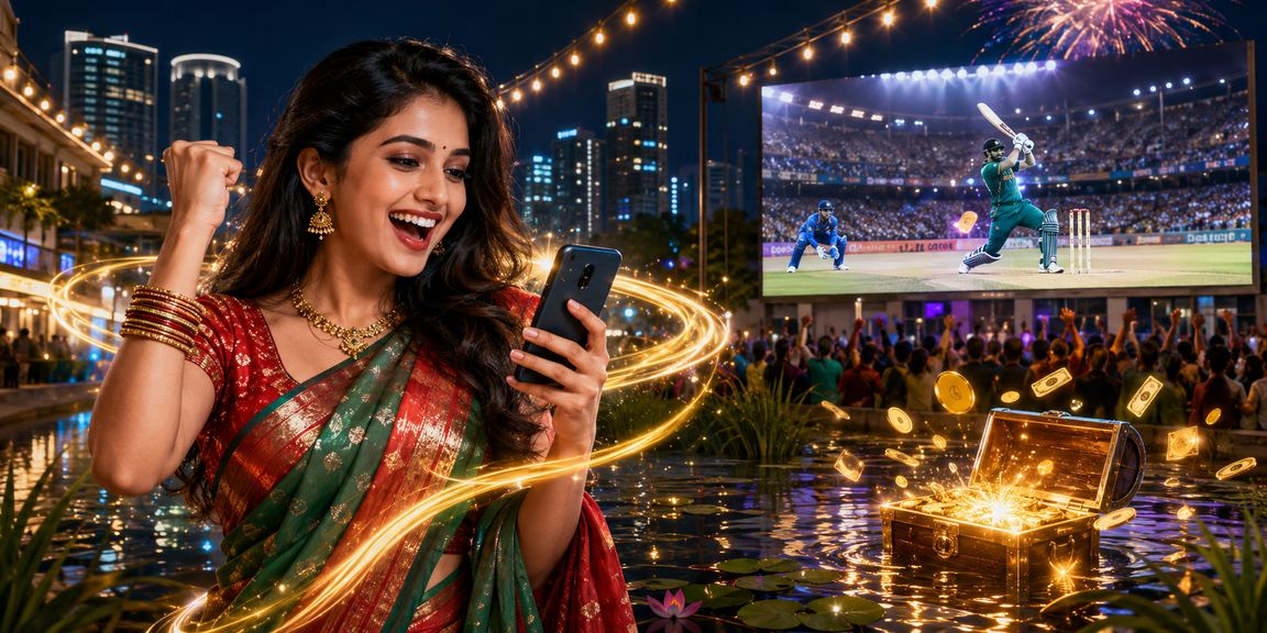 ঢাকায় শাড়ি পরিহিত একজন নারী ক্রিকেট বাজি ও বোনাস উপভোগ করছেন